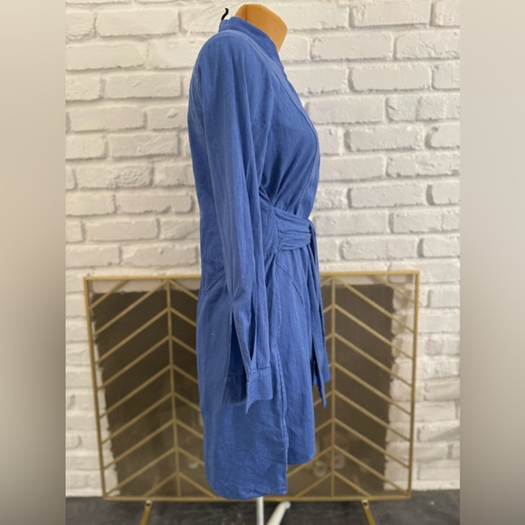 BCBG MAXAZRIA SMALL TALORE TIE-ON CHAMBRAY COTTON SHIRTDRESS - Picture 4 of 7